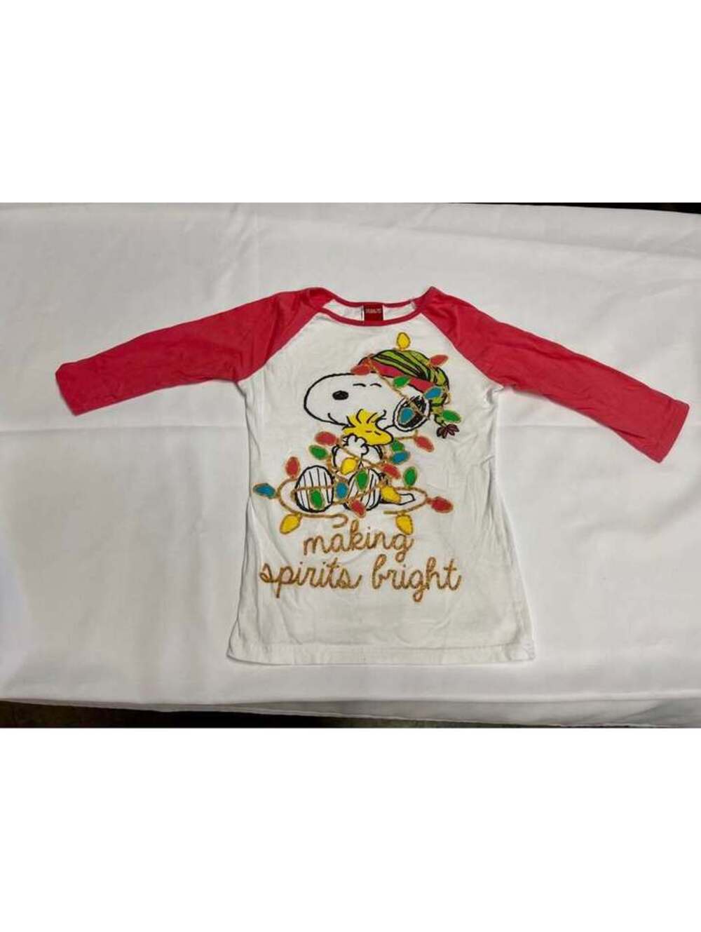 Peanuts Snoopy Girls Large Christmas Shirt Making Spirits Bright